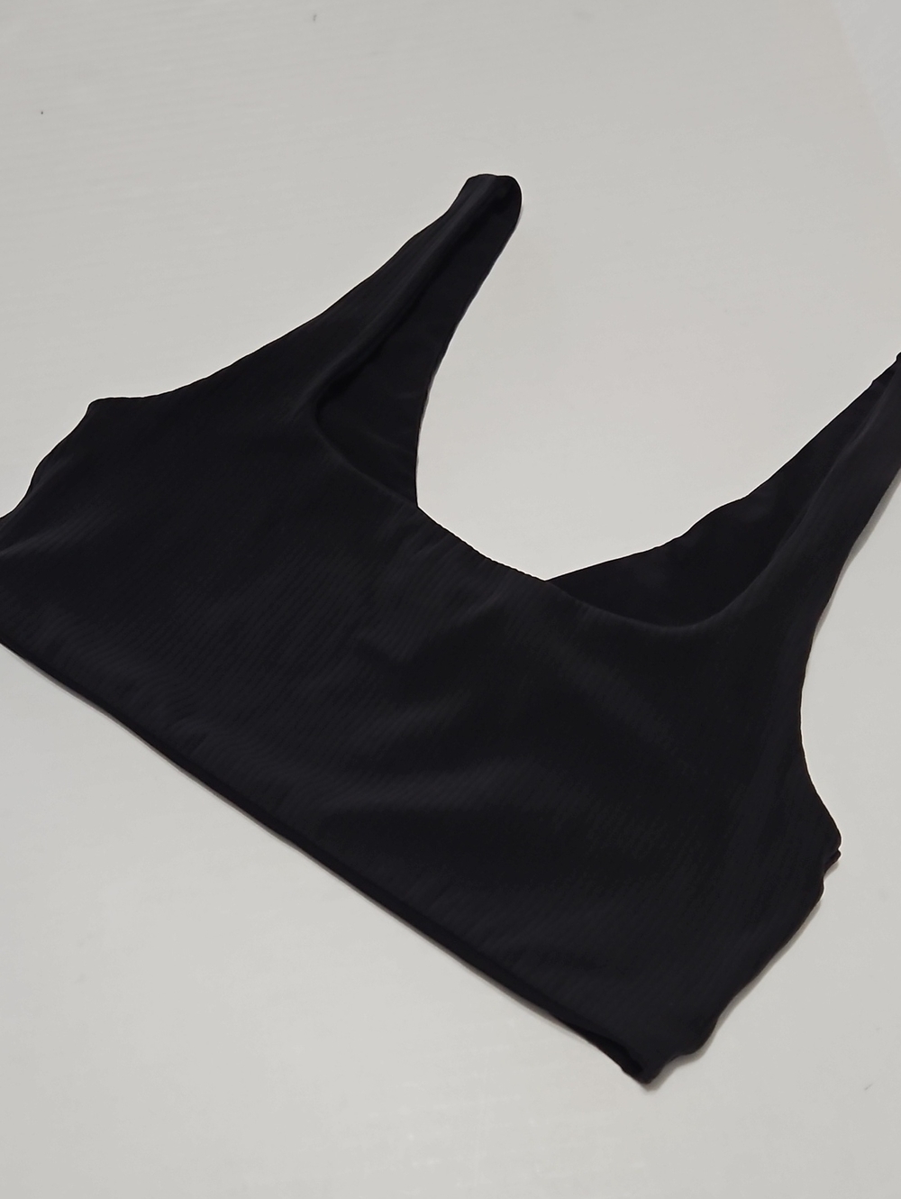 Aerie Black Ribbed Scoop Crop Tank Padless Sports Top Size M
